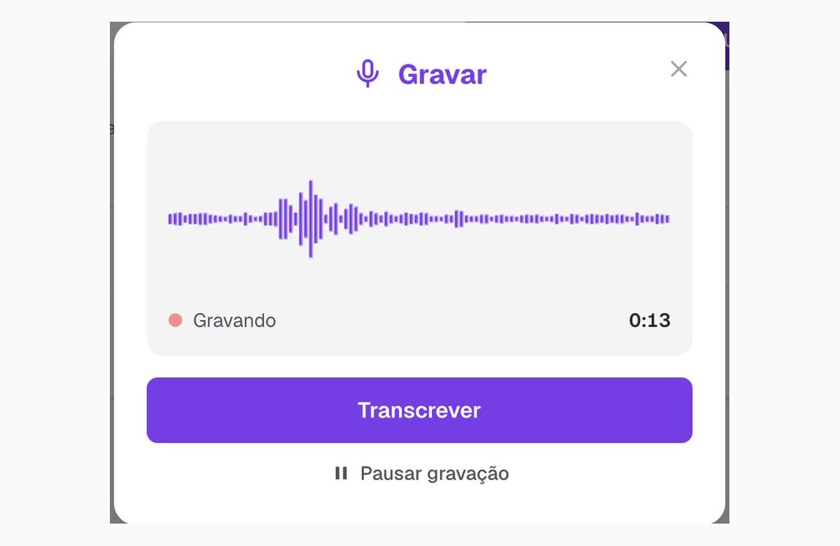 Gravação pelo microfone